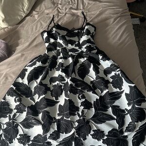 Anthropologie Black and White Floral Dress